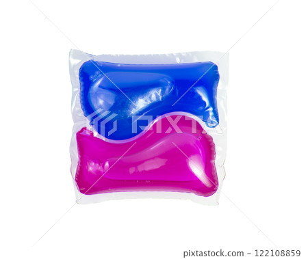 Colorful capsule for cloth washing liquid powder isolated on the white background 122108859