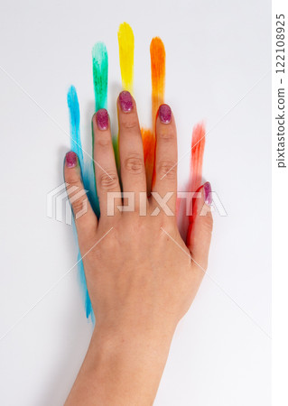 Rainbow lgbt paint color hand isolated on the white background Rainbow lgbt paint color hand isolated on the white background 122108925