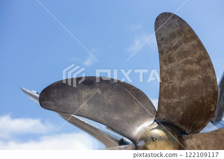 boat propeller on blue sky background 122109117