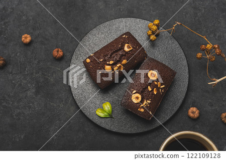 Homemade chocolate brownies with an adult feel 122109128