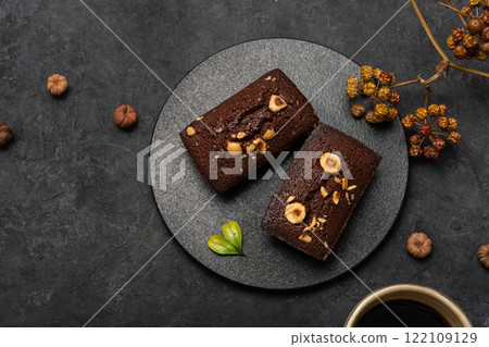 Homemade chocolate brownies with an adult feel 122109129