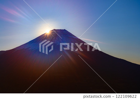Diamond Fuji in the early morning as seen from Mount Ryugatake (slightly out of alignment) 122109622