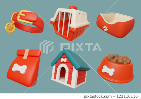 dog and pet care stuff 3D icon set dog and pet care stuff 3D icon set 122110110
