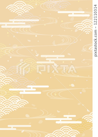 Japanese style background with falling petals 122110314