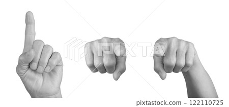 Elderly female hand pointing with index finger, gesture indicating direction or choice, wrinkled Elderly female hand pointing with index finger, gesture indicating direction or choice, wrinkled 122110725