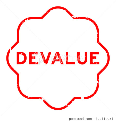 Grunge red devalue word rubber seal stamp on white background Grunge red devalue word rubber seal stamp on white background 122110931