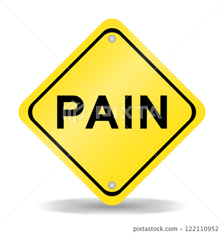 Yellow color transportation sign with word pain on white background 122110952
