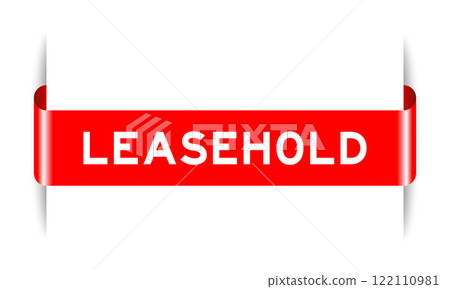 Red color inserted label banner with word leasehold on white background Red color inserted label banner with word leasehold on white background 122110981