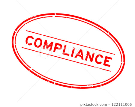 Grunge red compliance word oval rubber seal stamp on white background 122111006