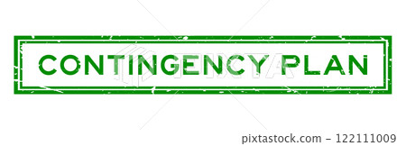 Grunge green contingency plan word square rubber seal stamp on white background 122111009