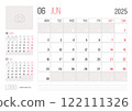 Calendar 2025 planner corporate template design of June month 122111326