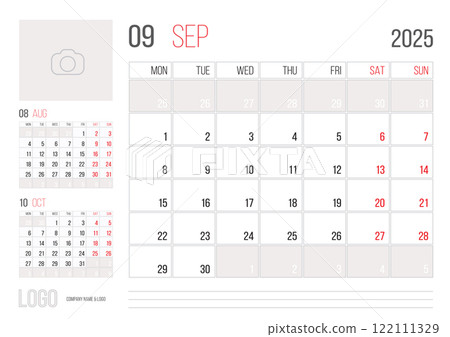 Calendar 2025 planner corporate template design of September month Calendar 2025 planner corporate template design of September month 122111329