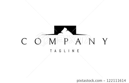 Vector logo with an abstract image of a rock on the horizon. Vector logo with an abstract image of a rock on the horizon. 122111614
