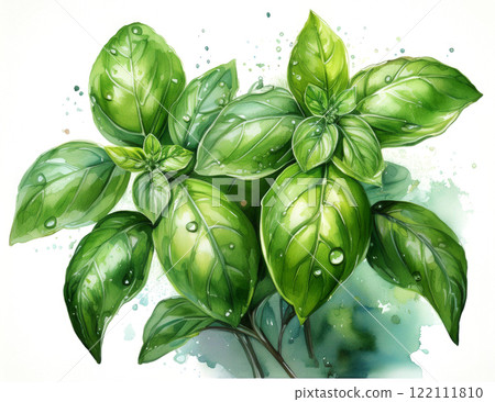 Fresh green basil herb 122111810