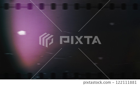 Vintage background. Old film strip with dust and scratches 122111881