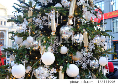 decoration of festive New Year Christmas trees in Moscow decoration of festive New Year Christmas trees in Moscow 122111996