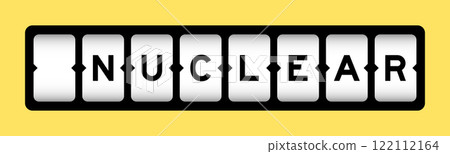 Black color in word nuclear on slot banner with yellow color background 122112164