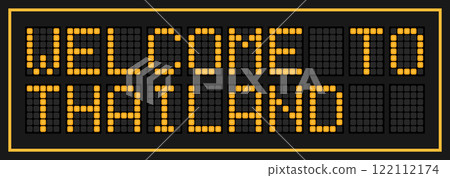 Orange color led banner in word welcome to thailand on black background 122112174