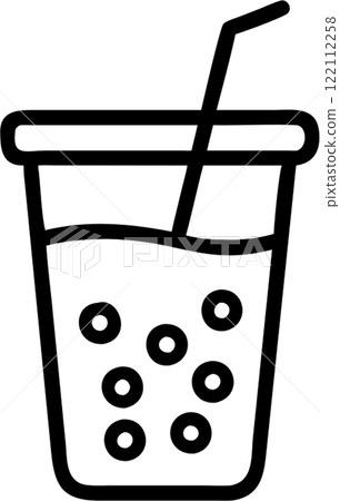 Bubble tea in outline icon style, food and drinks theme. 122112258