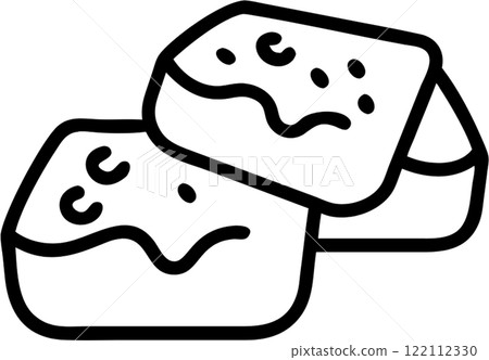 Brownies in outline icon style, food and drinks theme. Brownies in outline icon style, food and drinks theme. 122112330