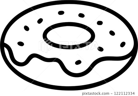 Donut in outline icon style, food and drinks theme. 122112334