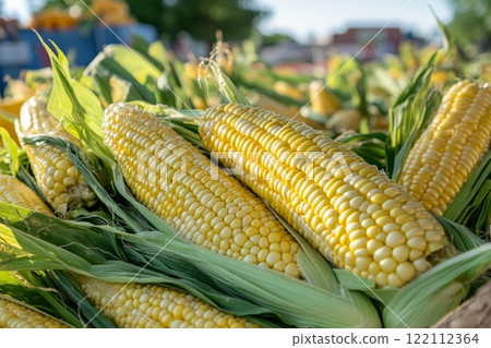 Fresh corn on background. 122112364