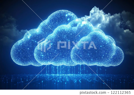 Digital clouds with data points and network connections. 122112365