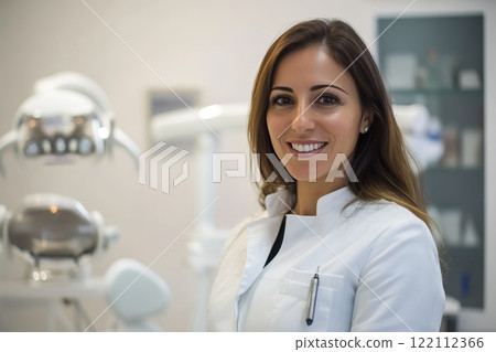 Dentist close-up, dentist medical equipment. 122112366