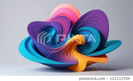 3d shapes with color gradients, fluid art. 122112584