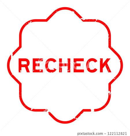 Grunge red recheck word rubber seal stamp on white background 122112821