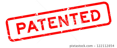 Grunge red patented word square rubber seal stamp on white background Grunge red patented word square rubber seal stamp on white background 122112854