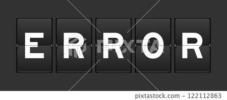 Black color analog flip board with word error on gray background Black color analog flip board with word error on gray background 122112863