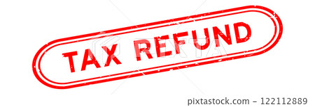 Grunge red vat refund word rubber seal stamp on white background 122112889