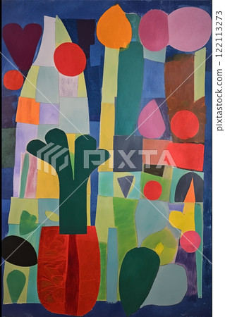 Abstract art colorful vegetables background. Modern expressionism painting. Ai generated 122113273