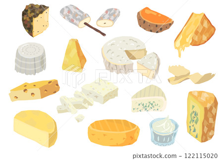 來自世界各地的起司的簡單插圖集 122115020