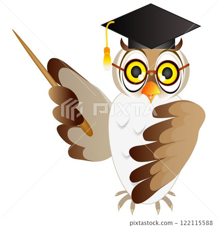 Owl teacher with a pointer. Owl teacher with a pointer. 122115588