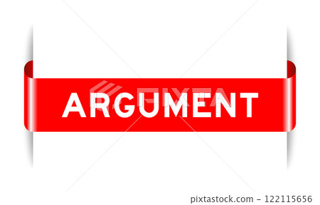 Red color inserted label banner with word argument on white background 122115656