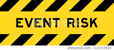 Yellow and black color with line striped label banner with word event risk 122115683