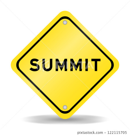 Yellow color transportation sign with word summit on white background 122115705