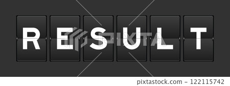 Black color analog flip board with word result on gray background 122115742