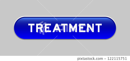 Blue color capsule shape button with word treatment on gray background 122115751