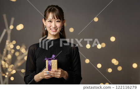 Valentine's Day woman holding chocolate 122116279