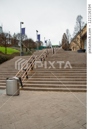 Stone steps rising up in Iasi downtown, Romania. 122116394