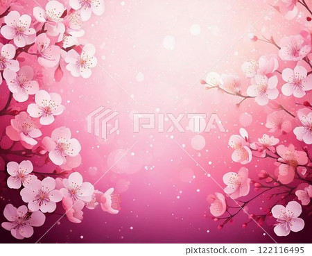 夢幻般的背景與櫻花的插圖 122116495