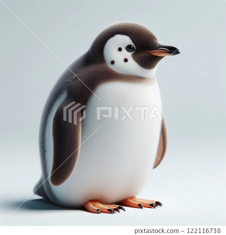 Penguin with orange beak and black and white feathers on white background 122116738