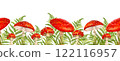 Endless watercolor frame with poisonous mushrooms and fern for banners, wallpapers 122116957