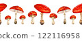 Endless watercolor frame with poisonous mushrooms for banners, wallpapers, ornaments, stationery 122116958