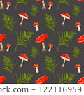 Watercolor Mushrooms Seamless Pattern. Design Element for Gift Wrapping Paper, Greeting 122116959