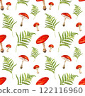 Watercolor Mushrooms Seamless Pattern. Design Element for Gift Wrapping Paper, Greeting 122116960