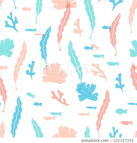 Patterns of seaweed and sea creatures 122117152